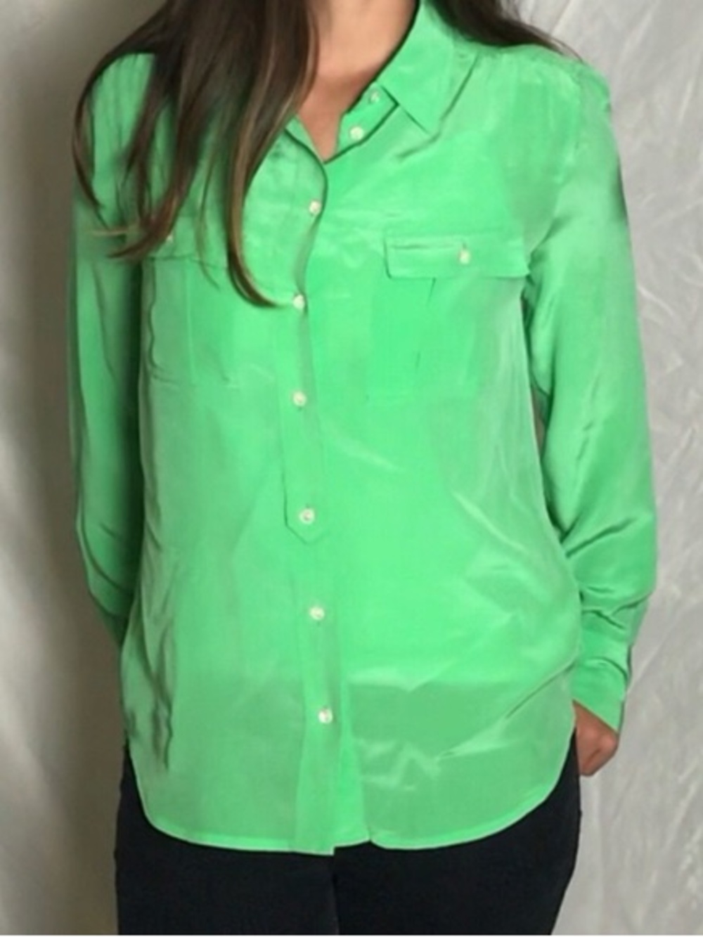 J. Crew Emerald Green Blouse 100 % silk.